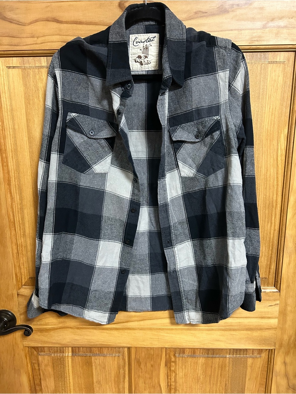 Casual Black & Gray Plaid Womens Shirt Jacket -